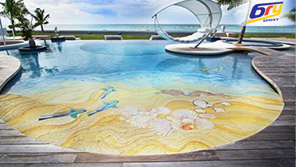 Sơn sàn epoxy 3D bể bơi tạo cảm giác hòa mình vào thiên nhiên, tạo trí tưởng tượng
